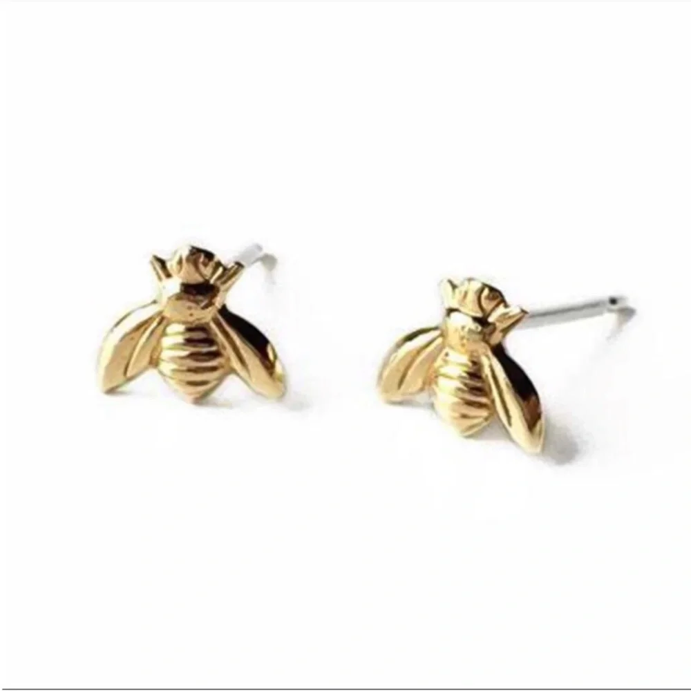 Dainty Bee Gold Filled Stud Earrings - Picture 2 of 2